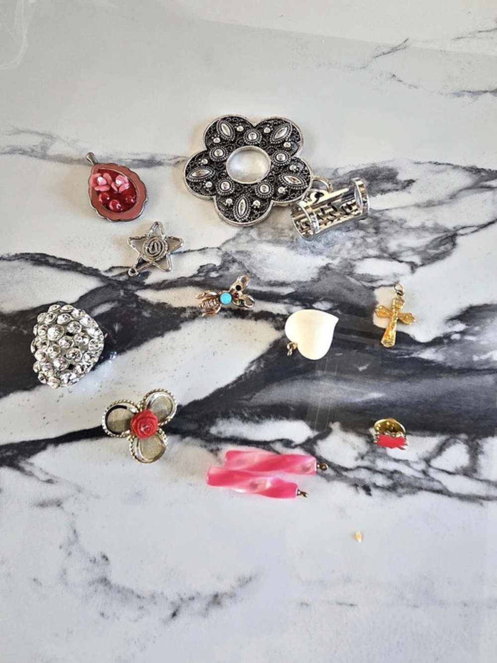 Vintage & Modern Mixed Craft Jewelry Lot 10 Pieces Pendants Charms Pins